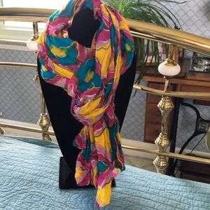 Crinkle multi color featherweight scarf.